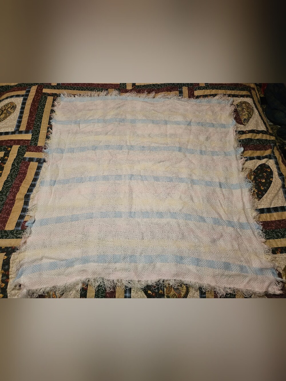 Pastel White Pink Yellow Blue Baby Blanket